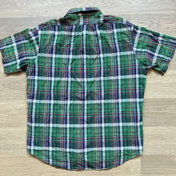 Ralph Lauren Shirt Men XL Blak Green Plaid Short Sleeve Preppy 90s Retro Cotton - Picture 2 of 7